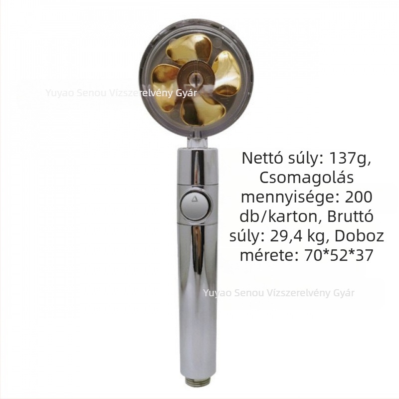 Zuhanyfej - Modell: Small Waist Shower Head, ABS, Kerek alak, Eső funkció, Menetes szerelés