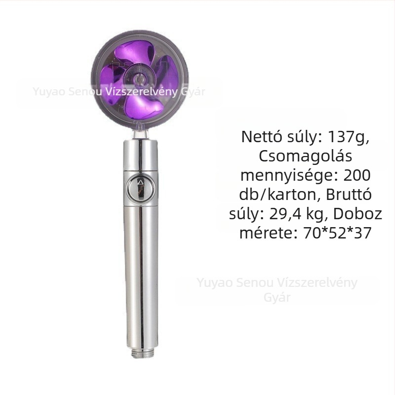 Zuhanyfej - Modell: Small Waist Shower Head, ABS, Kerek alak, Eső funkció, Menetes szerelés