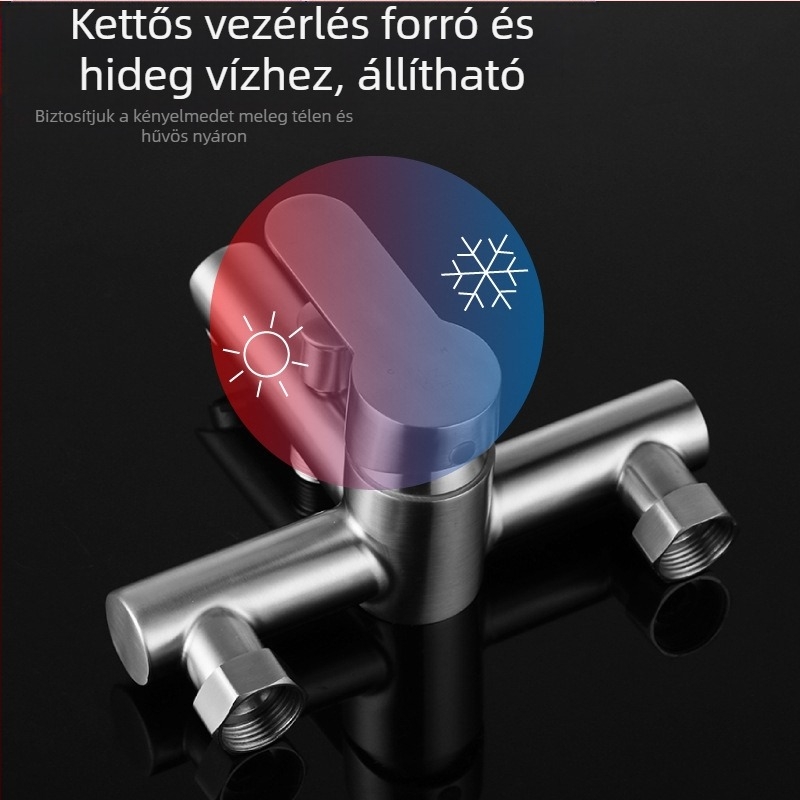 Rozsdamentes acél zuhanykészlet, falra szerelt, keverő kerámiás patronnal, modell S-L005