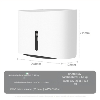 Fali szerelhető papírtörlődoboz — ABS, vízálló, lyukasztás nélküli, modell 6015