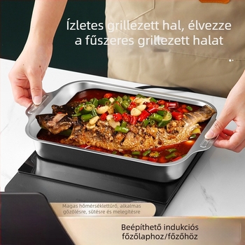 Rozsdamentes acélból készült négyzet alakú tál tengeri ételekhez – többfunkciós, könnyen tisztítható, 780 g