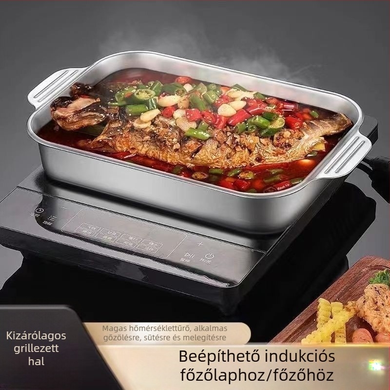 Rozsdamentes acélból készült négyzet alakú tál tengeri ételekhez – többfunkciós, könnyen tisztítható, 780 g