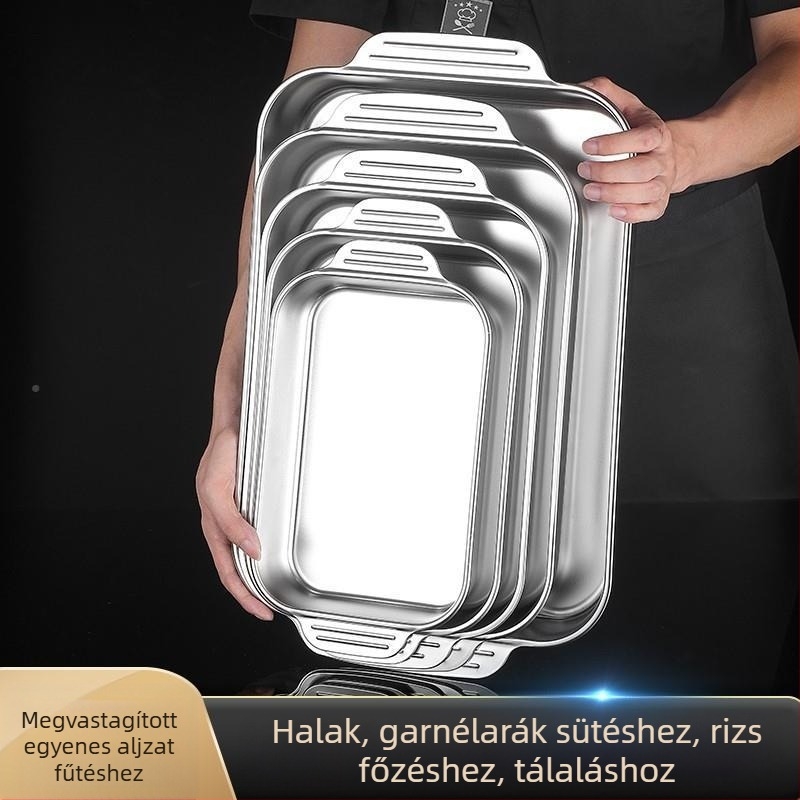 Rozsdamentes acélból készült négyzet alakú tál tengeri ételekhez – többfunkciós, könnyen tisztítható, 780 g