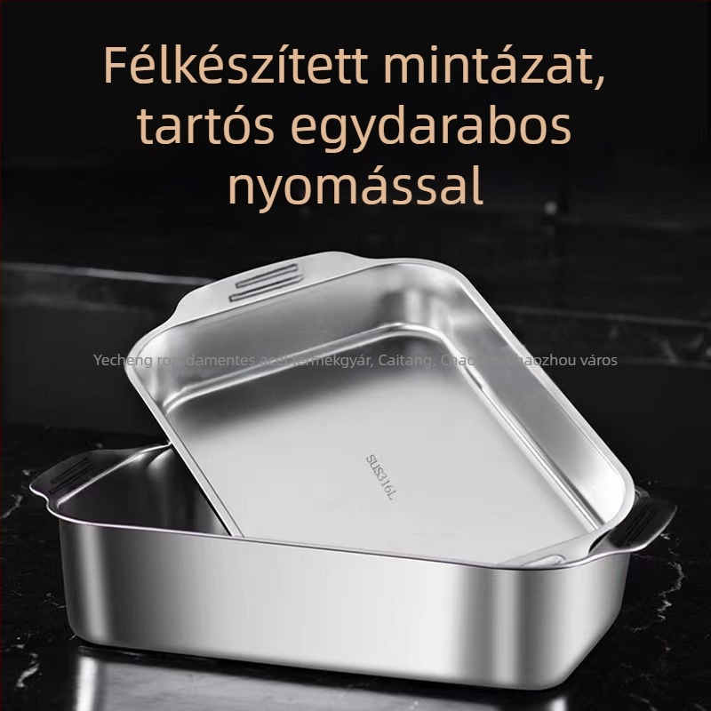 Rozsdamentes acélból készült négyzet alakú tál tengeri ételekhez – többfunkciós, könnyen tisztítható, 780 g