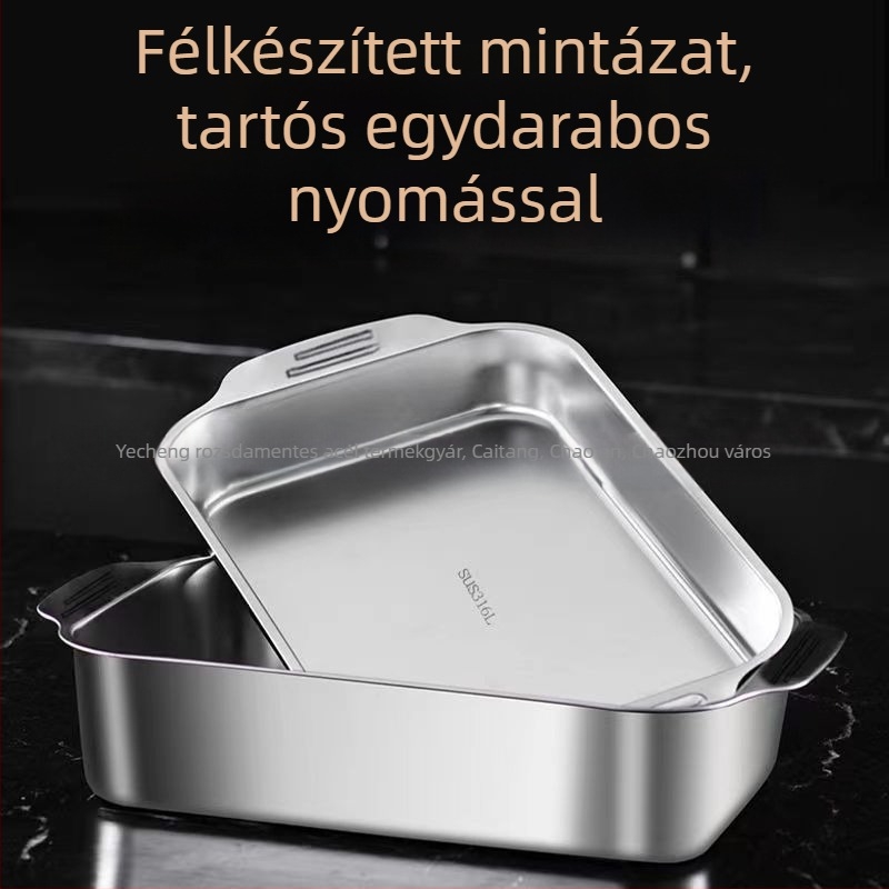 Rozsdamentes acélból készült négyzet alakú tál tengeri ételekhez – többfunkciós, könnyen tisztítható, 780 g