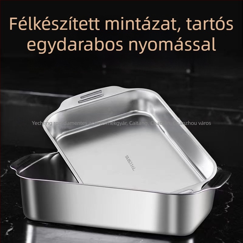 Rozsdamentes acélból készült négyzet alakú tál tengeri ételekhez – többfunkciós, könnyen tisztítható, 780 g