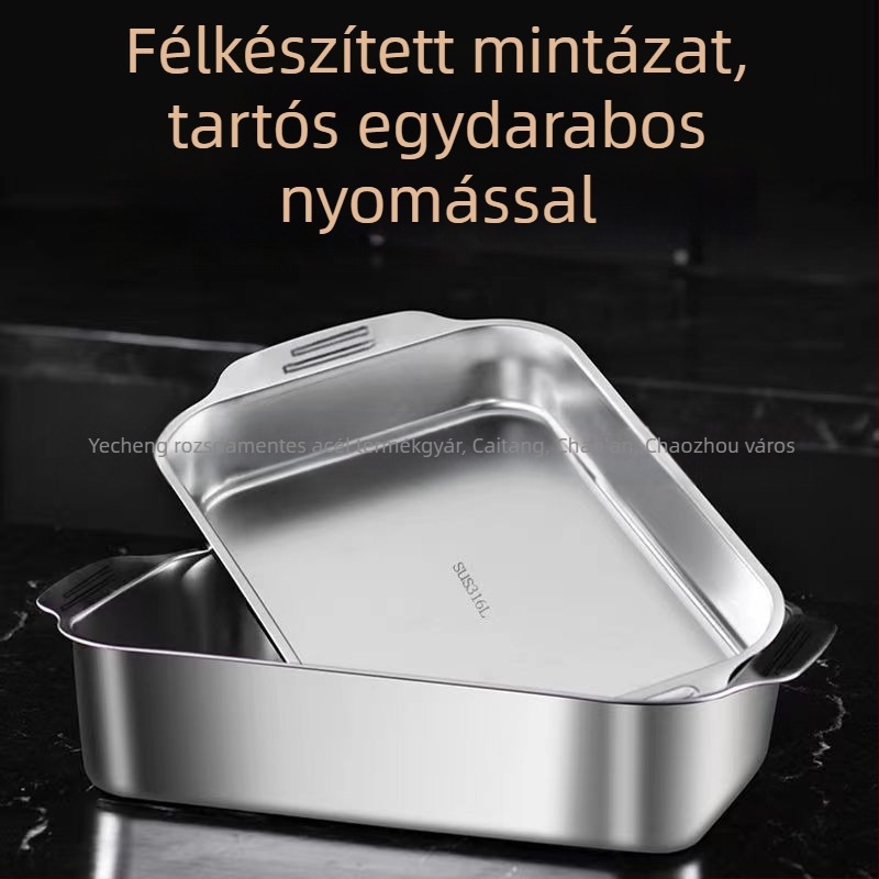 Rozsdamentes acélból készült négyzet alakú tál tengeri ételekhez – többfunkciós, könnyen tisztítható, 780 g