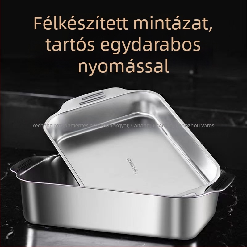 Rozsdamentes acélból készült négyzet alakú tál tengeri ételekhez – többfunkciós, könnyen tisztítható, 780 g