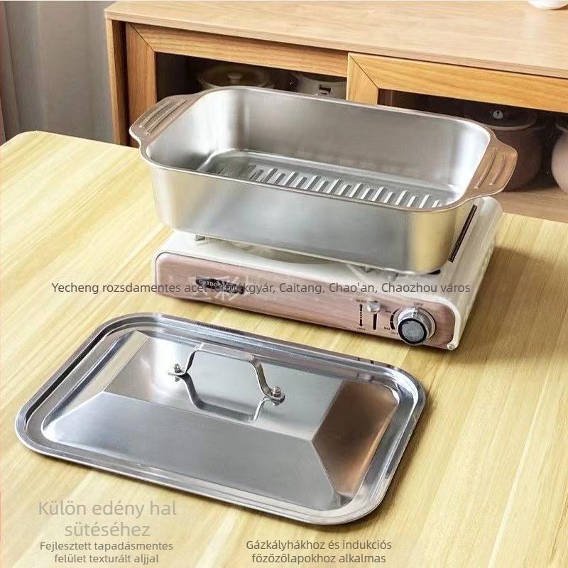 Rozsdamentes acélból készült négyzet alakú tál tengeri ételekhez – többfunkciós, könnyen tisztítható, 780 g