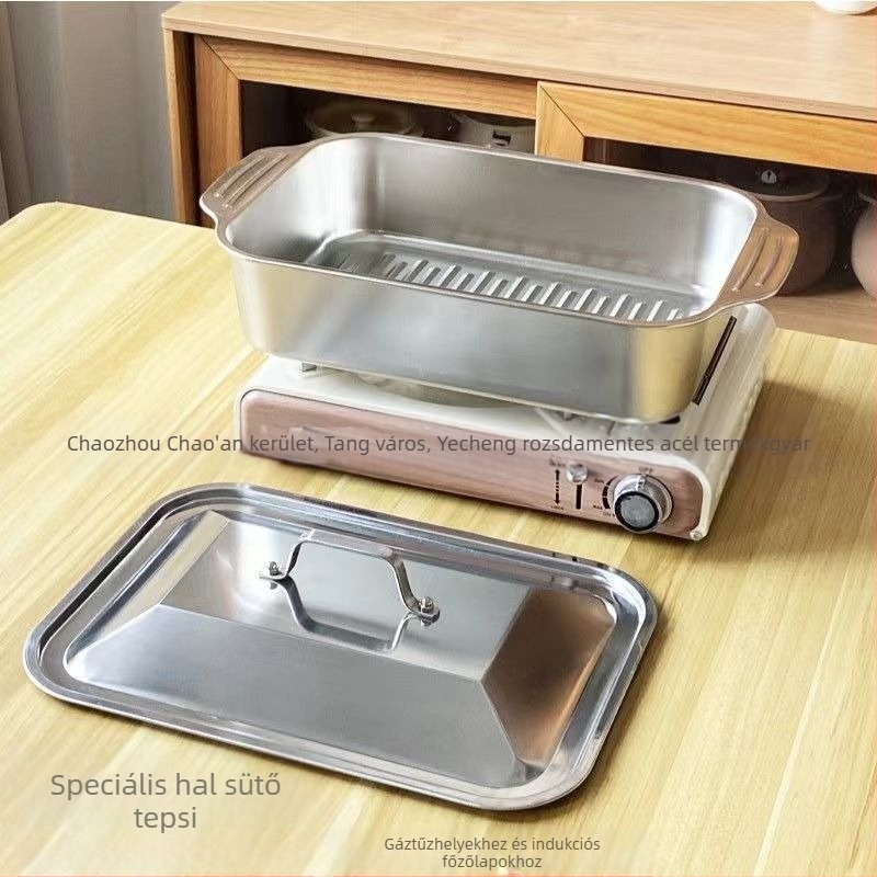 Rozsdamentes acélból készült négyzet alakú tál tengeri ételekhez – többfunkciós, könnyen tisztítható, 780 g