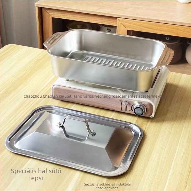 Rozsdamentes acélból készült négyzet alakú tál tengeri ételekhez – többfunkciós, könnyen tisztítható, 780 g