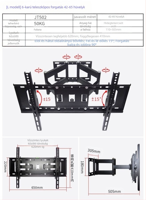 Creation Vision W100 univerzális fali tartó LCD monitor/TV, forgó, kihúzható, állítható
