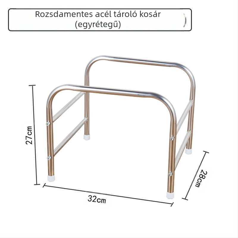 Kerek sarokasztal rozsdamentes acélból, tárolóval, fém vázzal, modell 400, szerelés szükséges
