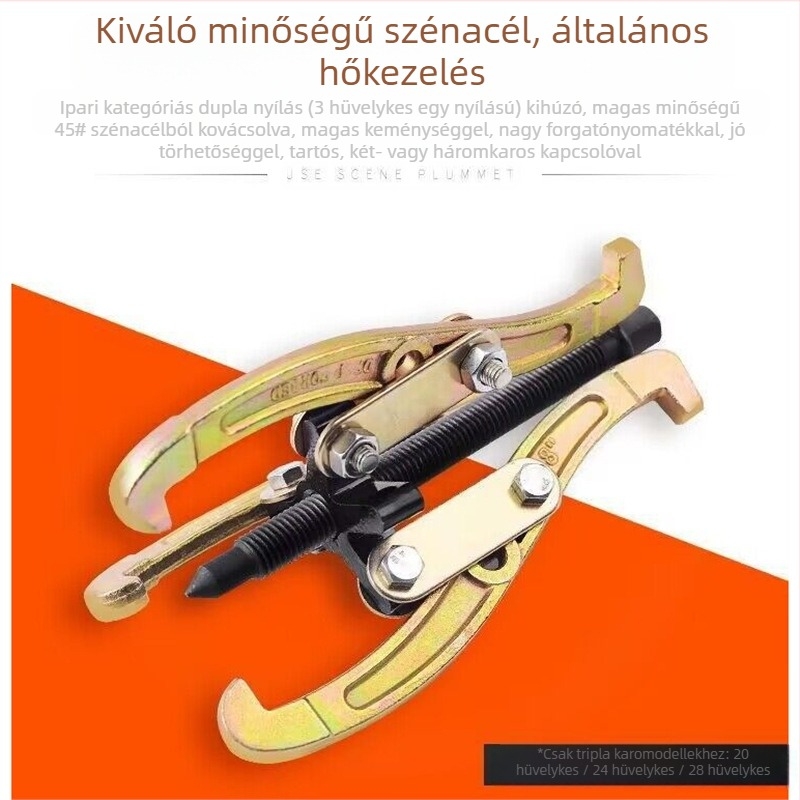 Háromszárú kovácsolt húzóeszköz csapágyak demontázsához – Multifunkcionális háromfogú húzó, univerzális kivonó, szénacél, húzó sorozat