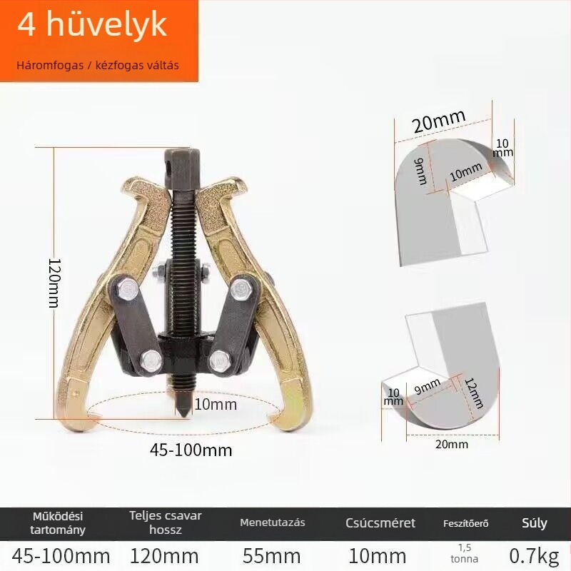Háromszárú kovácsolt húzóeszköz csapágyak demontázsához – Multifunkcionális háromfogú húzó, univerzális kivonó, szénacél, húzó sorozat