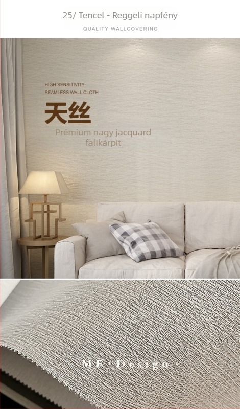 Selyem falburkolat doby textúrával, varrat nélküli kialakítás, mikro aranyfonallal; nappali és hálószoba számára