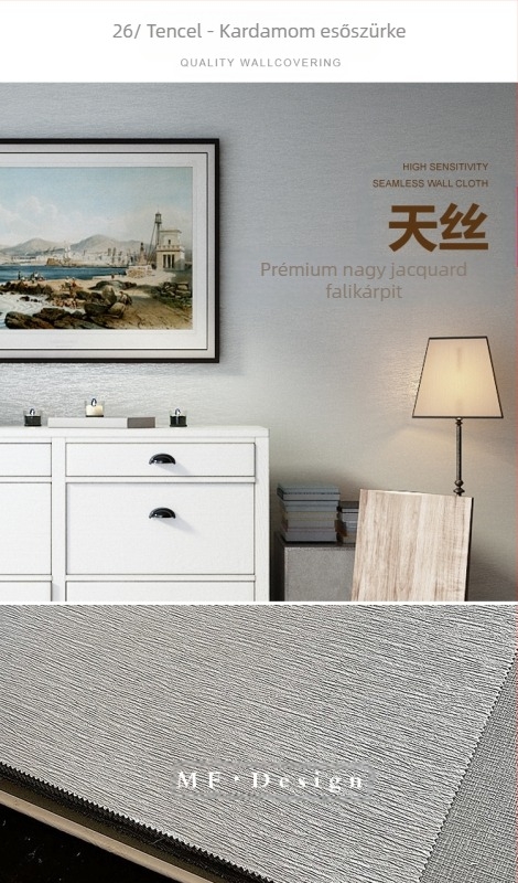 Selyem falburkolat doby textúrával, varrat nélküli kialakítás, mikro aranyfonallal; nappali és hálószoba számára