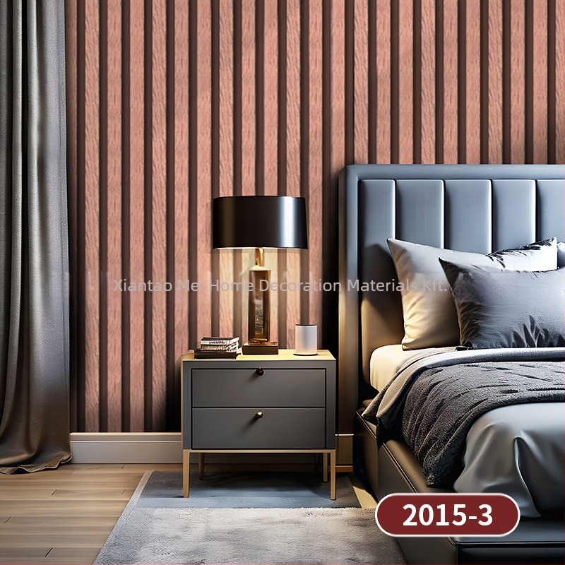 PVC falikép tapéta fa erezet textúrával, önragadó, nedvességálló, többrétegű, különleges effektus stílus, Új kínai stílus, TV háttérhez