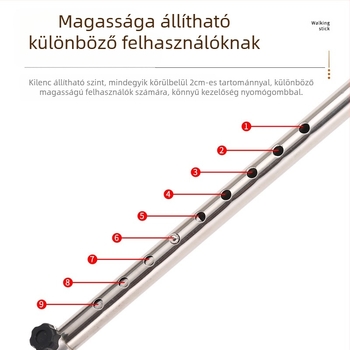 Ruilong teleszkópos sétabot rozsdamentes acélból, modell 2511, könnyű, csúszásmentes