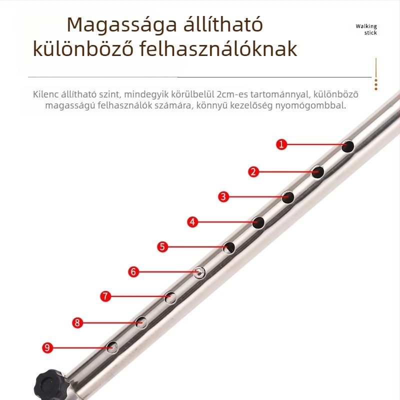 Ruilong teleszkópos sétabot rozsdamentes acélból, modell 2511, könnyű, csúszásmentes