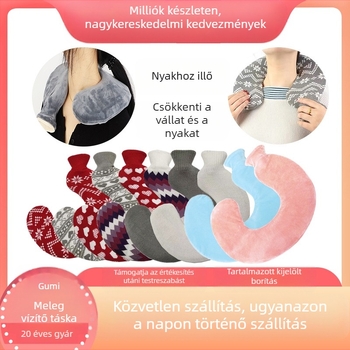 U-alakú gumiból készült forróvíz-palack a nyak számára – 450 g, vízzel töltve, kettős használat: meleg/hideg