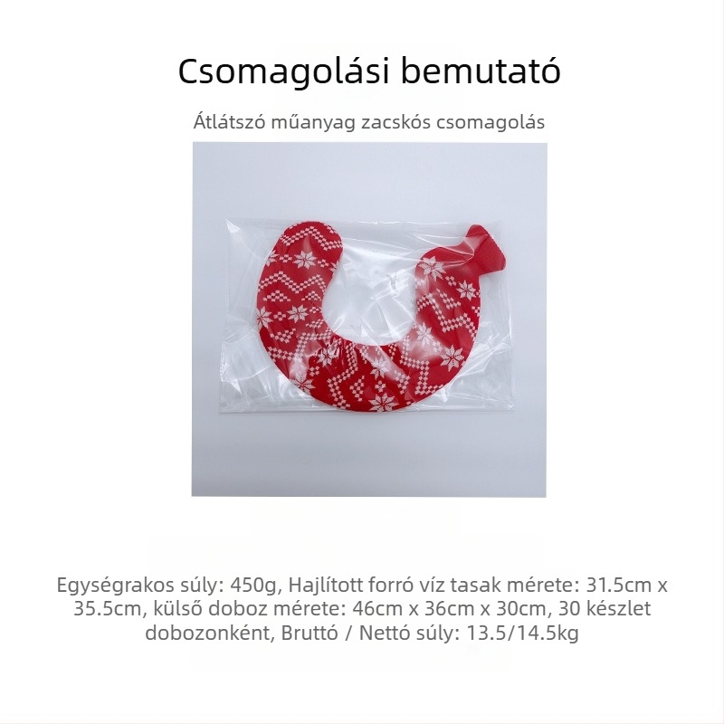 U-alakú gumiból készült forróvíz-palack a nyak számára – 450 g, vízzel töltve, kettős használat: meleg/hideg