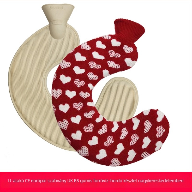 U-alakú gumiból készült forróvíz-palack a nyak számára – 450 g, vízzel töltve, kettős használat: meleg/hideg