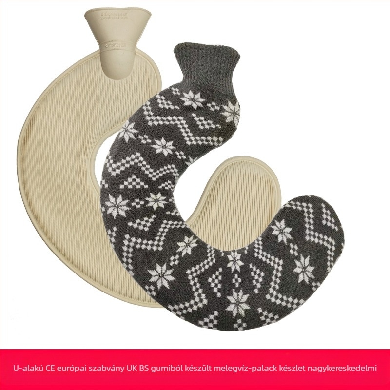 U-alakú gumiból készült forróvíz-palack a nyak számára – 450 g, vízzel töltve, kettős használat: meleg/hideg