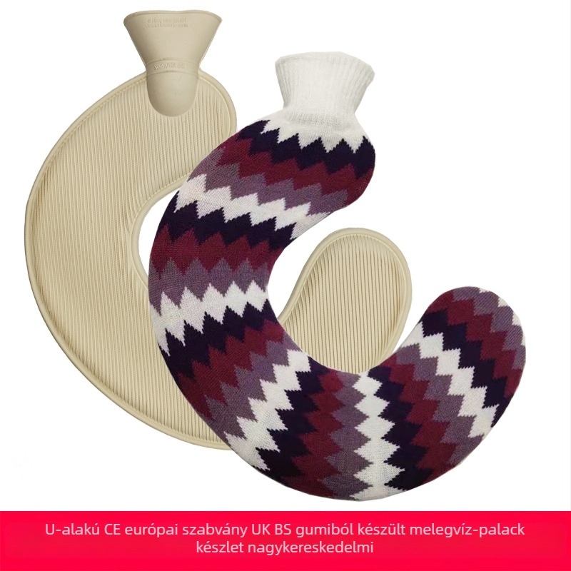 U-alakú gumiból készült forróvíz-palack a nyak számára – 450 g, vízzel töltve, kettős használat: meleg/hideg