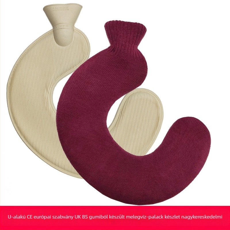 U-alakú gumiból készült forróvíz-palack a nyak számára – 450 g, vízzel töltve, kettős használat: meleg/hideg