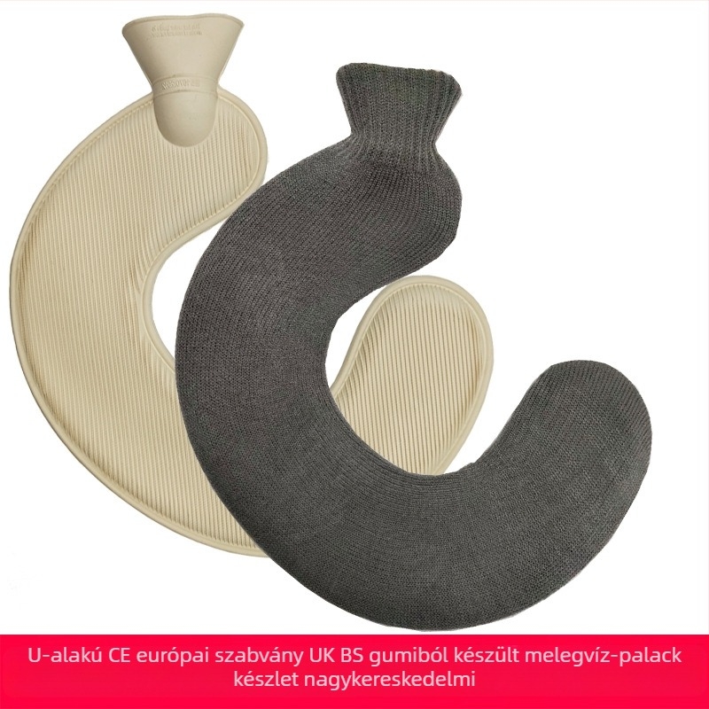 U-alakú gumiból készült forróvíz-palack a nyak számára – 450 g, vízzel töltve, kettős használat: meleg/hideg
