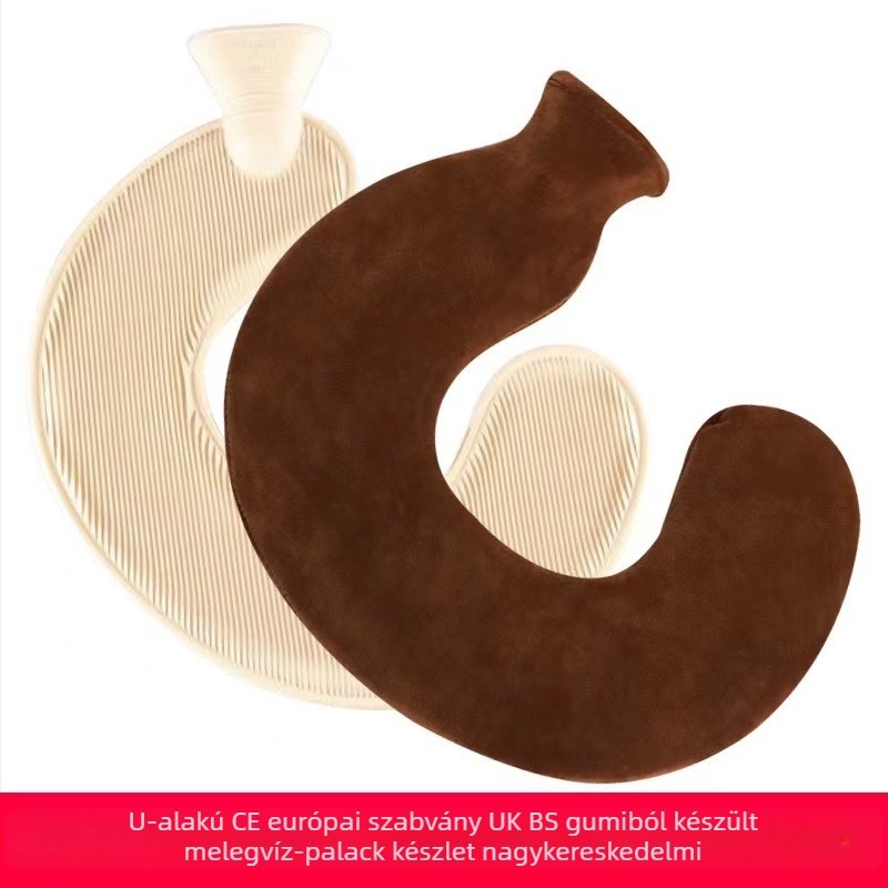 U-alakú gumiból készült forróvíz-palack a nyak számára – 450 g, vízzel töltve, kettős használat: meleg/hideg