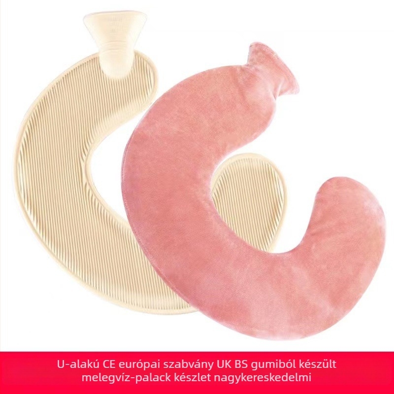 U-alakú gumiból készült forróvíz-palack a nyak számára – 450 g, vízzel töltve, kettős használat: meleg/hideg