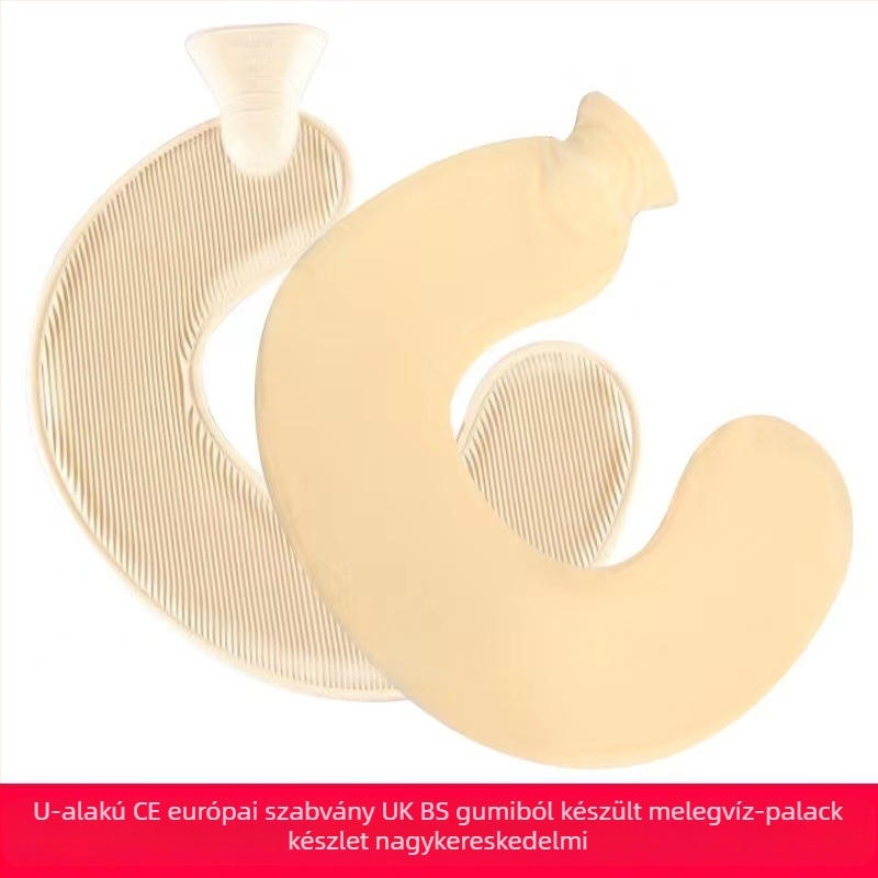 U-alakú gumiból készült forróvíz-palack a nyak számára – 450 g, vízzel töltve, kettős használat: meleg/hideg