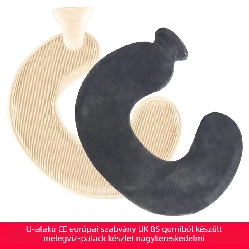 U-alakú gumiból készült forróvíz-palack a nyak számára – 450 g, vízzel töltve, kettős használat: meleg/hideg
