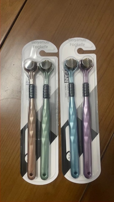 Beiyano U-formájú háromoldalas fogkefe, puha sörtékkel, 4 darabos készlet, 009-es modell, felnőtteknek