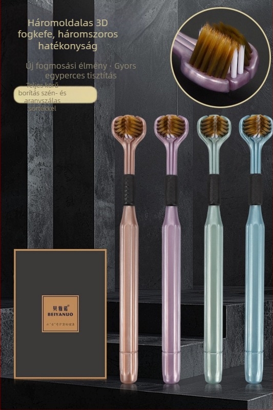 Beiyano U-formájú háromoldalas fogkefe, puha sörtékkel, 4 darabos készlet, 009-es modell, felnőtteknek