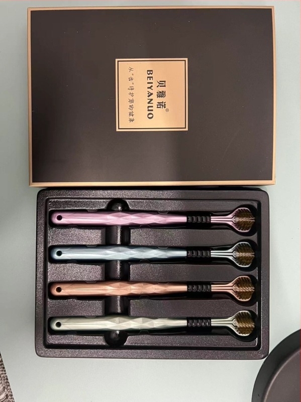 Beiyano U-formájú háromoldalas fogkefe, puha sörtékkel, 4 darabos készlet, 009-es modell, felnőtteknek