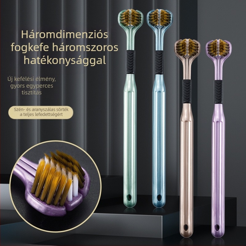 Beiyano U-formájú háromoldalas fogkefe, puha sörtékkel, 4 darabos készlet, 009-es modell, felnőtteknek