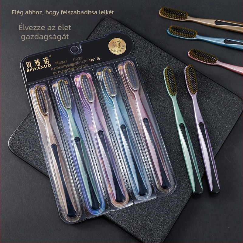 Beiyano U-formájú háromoldalas fogkefe, puha sörtékkel, 4 darabos készlet, 009-es modell, felnőtteknek