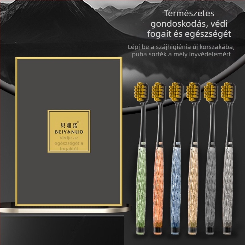 Beiyano U-formájú háromoldalas fogkefe, puha sörtékkel, 4 darabos készlet, 009-es modell, felnőtteknek