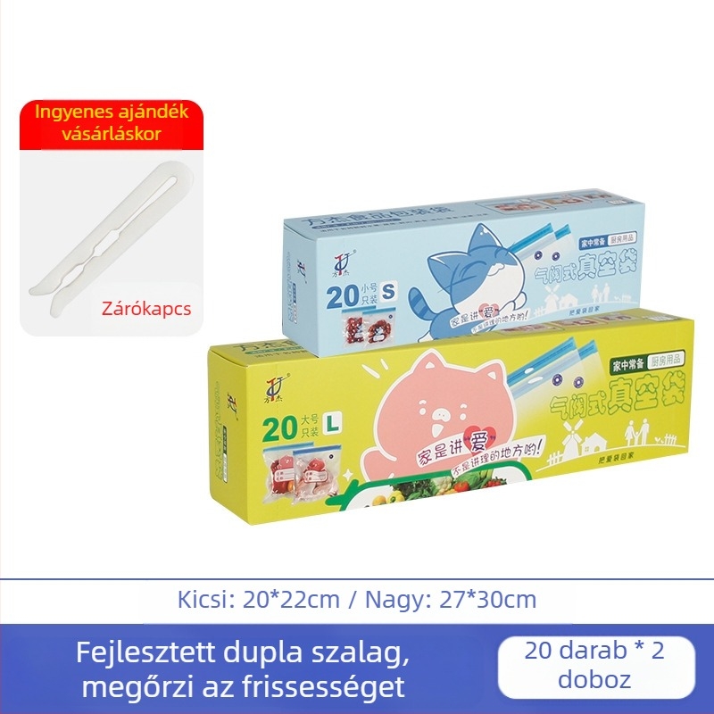 Szelepes vákuumzacskó cipzárral – élelmiszer-minőségű, újrahasználható, önzáró, tömörítő vákuumcsomagolás