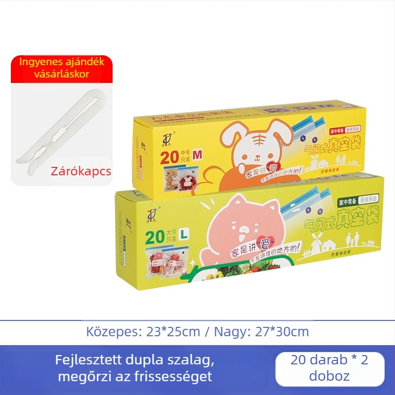 Szelepes vákuumzacskó cipzárral – élelmiszer-minőségű, újrahasználható, önzáró, tömörítő vákuumcsomagolás