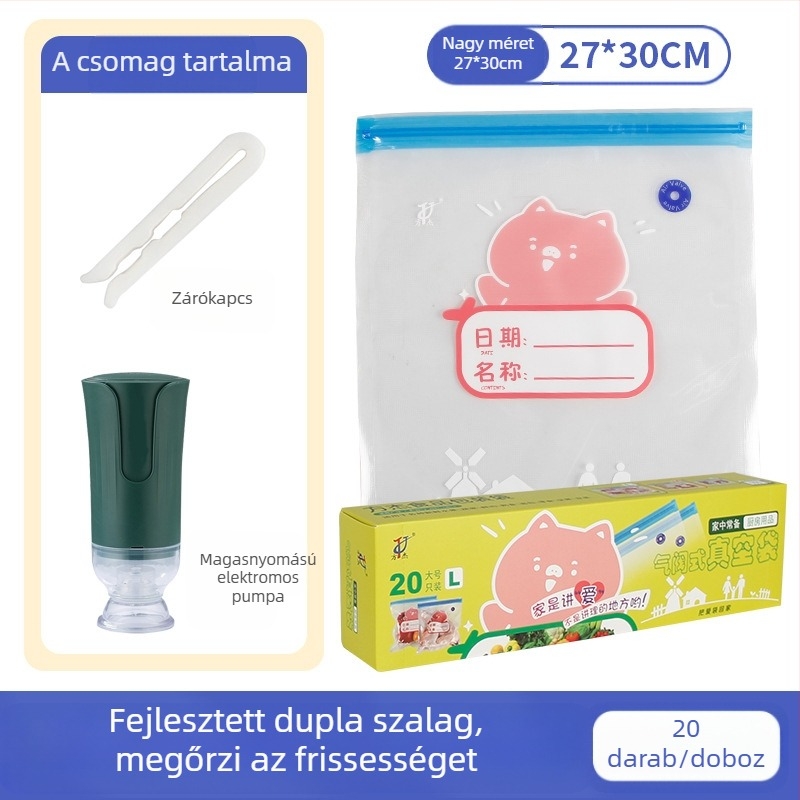 Szelepes vákuumzacskó cipzárral – élelmiszer-minőségű, újrahasználható, önzáró, tömörítő vákuumcsomagolás