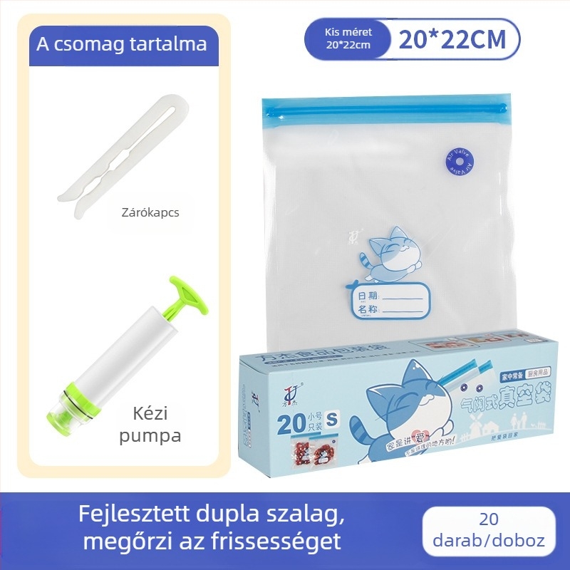 Szelepes vákuumzacskó cipzárral – élelmiszer-minőségű, újrahasználható, önzáró, tömörítő vákuumcsomagolás