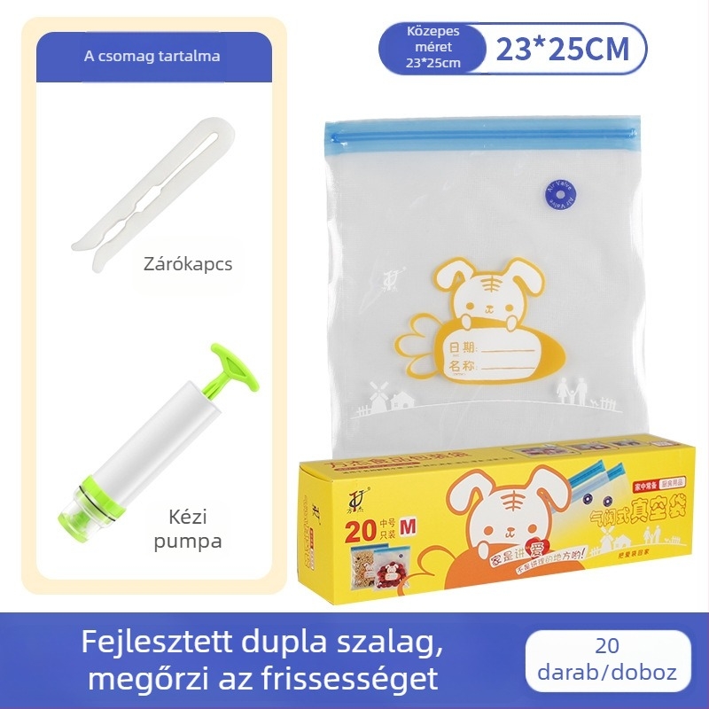 Szelepes vákuumzacskó cipzárral – élelmiszer-minőségű, újrahasználható, önzáró, tömörítő vákuumcsomagolás