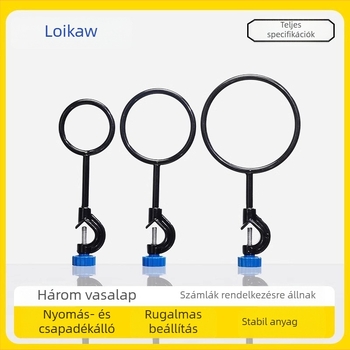 Laboratóriumi acélból készült állvány gyűrűs tartóval, alkalmas szeparátorokhoz és melegítő rúd támogatásához