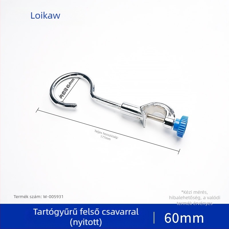 Laboratóriumi acélból készült állvány gyűrűs tartóval, alkalmas szeparátorokhoz és melegítő rúd támogatásához