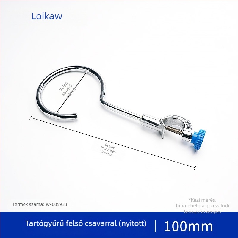 Laboratóriumi acélból készült állvány gyűrűs tartóval, alkalmas szeparátorokhoz és melegítő rúd támogatásához