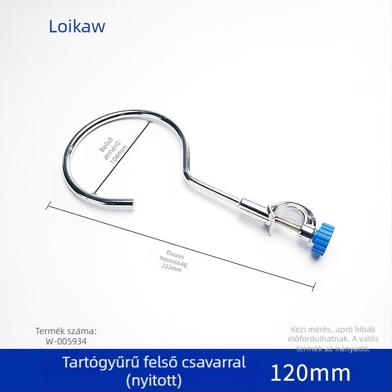 Laboratóriumi acélból készült állvány gyűrűs tartóval, alkalmas szeparátorokhoz és melegítő rúd támogatásához